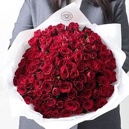 Букет из 101 красной розы 30 см (Кения)